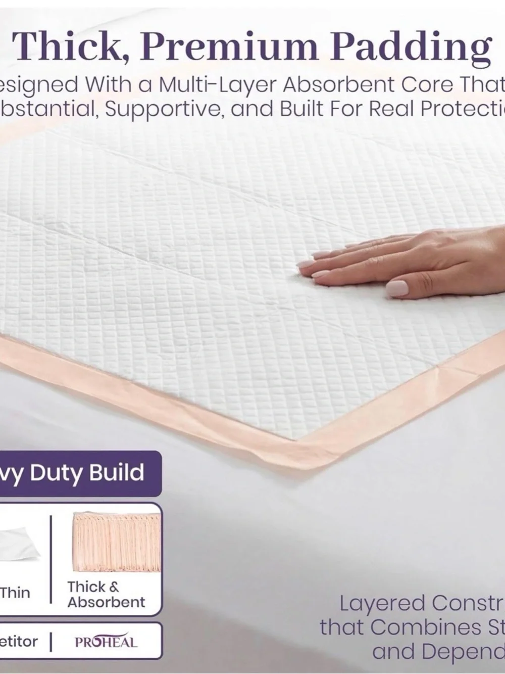 ProHeal Disposable Underpads 30x36 Waterproof Bed Pads 50 Count PH-16712H